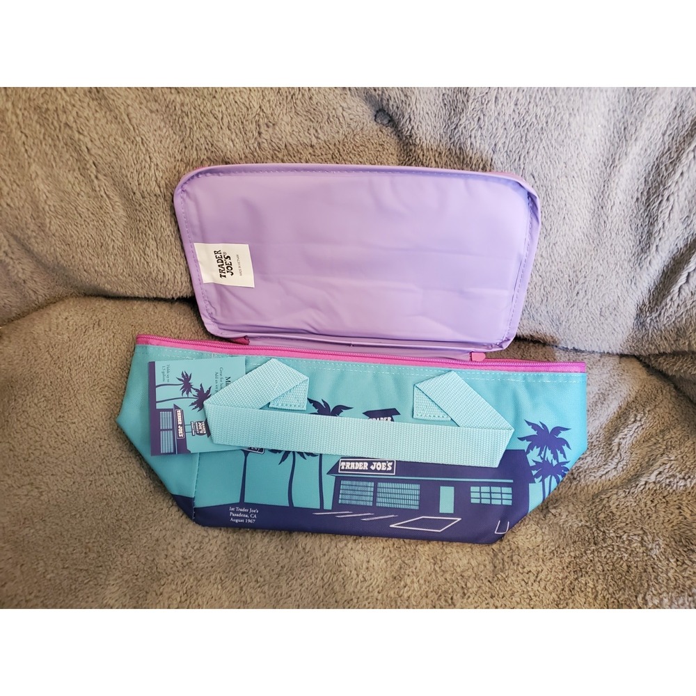 Trader Joe's Mini‎ Insulated Tote Blue Purple Pink Single Bag